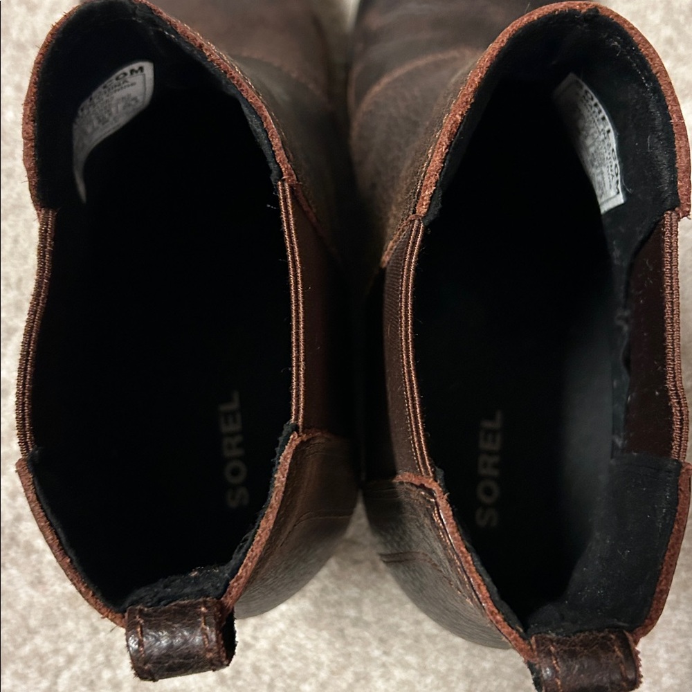 SOREL Joan of Arctic II Wedge Chelsea Lug Sole Boots, Burro Brown, Size 9.5 - Picture 10 of 12